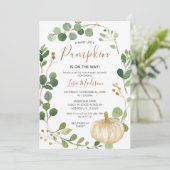 Herfst Greenery Pumpkin op weg naar Baby shower  Kaart (Staand voorkant)