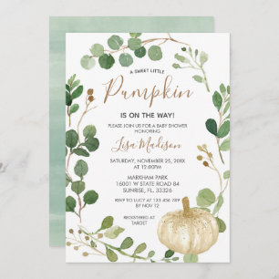 Herfst Greenery Pumpkin op weg naar Baby shower  Kaart