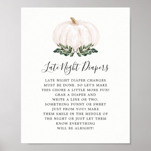 Herfst Greenery Pumpkin vorige nacht Poster (Voorkant)
