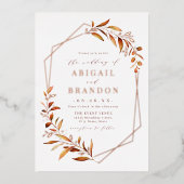 Herfst Greenery Roos Gold Geometric Rustic Wedding Folie Uitnodiging (Voorkant)
