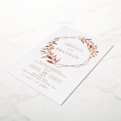 Herfst Greenery Roos Gold Geometric Rustic Wedding Folie Uitnodiging (Gedraaid)
