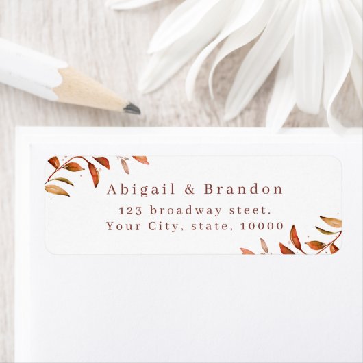 Herfst Greenery Rustic Wedding Return Label (Insitu)