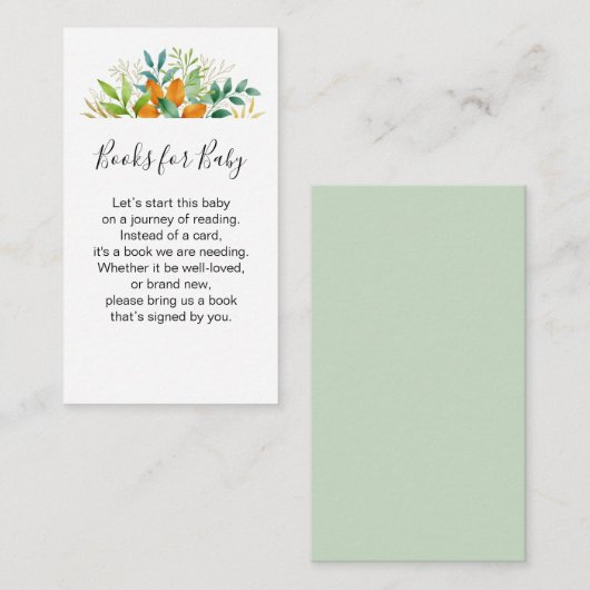 Herfst Greenery Waterverf Baby shower Book Request Informatiekaartje (Voorkant / Achterkant)