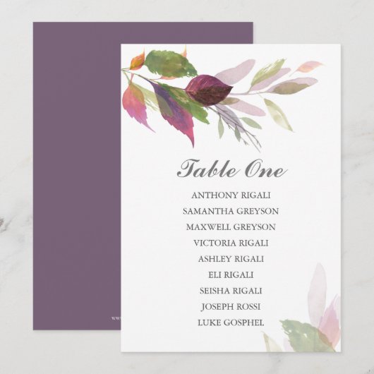 Herfst GREENERY Wedding Seating Chart, Tabel Plan Kaart (Voorkant / Achterkant)