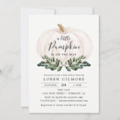 Herfst Greenery White Pumpkin Baby shower Kaart (Voorkant)
