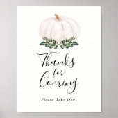 Herfst Greenery White Pumpkin-Bedankt voor aankome Poster (Voorkant)
