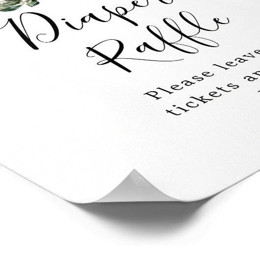 Herfst Greenery White Pumpkin Diaper Raffle Sign Poster (Hoek)