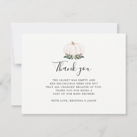 Herfst Greenery White Pumpkin Hartelijk dank voor  Bedankkaart (Voorkant)