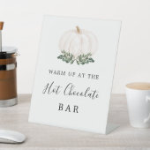 Herfst Greenery White Pumpkin Hot Chocolate Bar Si Reclamebord Met Voetstuk (Insitu)
