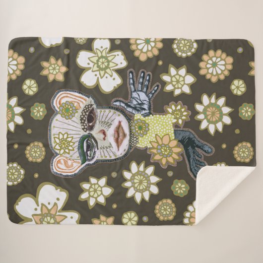 Herfst Greens Drollery Floral beroemd gemaakt door Sherpa Deken (Voorkant (horizontaal))