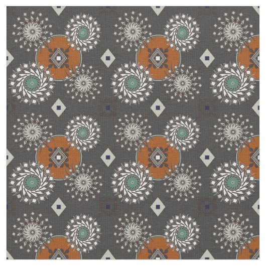 Herfst Grey en Rust Brown Pattern Stof (Close Up)