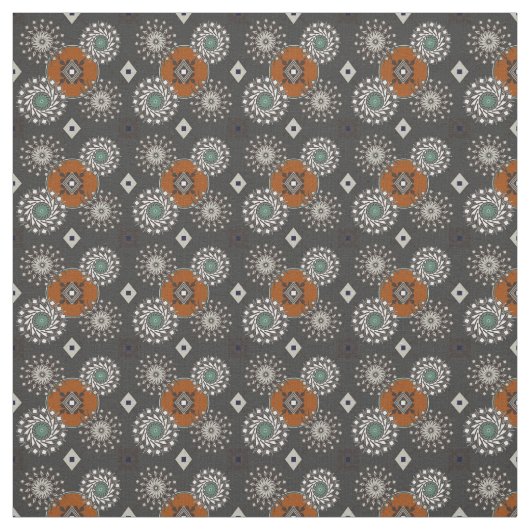 Herfst Grey en Rust Brown Pattern Stof (Swatch)