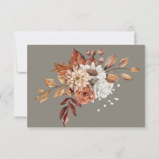 Herfst Grey Floral Response Kaart (Achterkant)