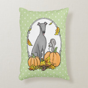 Herfst Greyhound (grijs) Dog Pumpkins Leaves Funny Accent Kussen