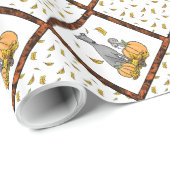 Herfst Greyhound (grijs) Dog Pumpkins Leaves Funny Cadeaupapier (Rol Hoek)