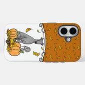 Herfst Greyhound (grijs) Dog Pumpkins Leaves Funny Case-Mate iPhone Case (Achterkant (horizontaal))