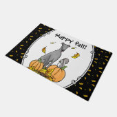 Herfst Greyhound (grijs) Dog Pumpkins Leaves Funny Deurmat (Schuin)