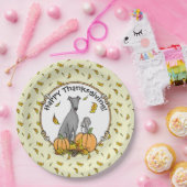 Herfst Greyhound (grijs) Dog Pumpkins Leaves Funny Papieren Bordje (Feest)