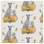 Herfst Greyhound (grijs) Dog Pumpkins Leaves Funny Stof (Close Up)
