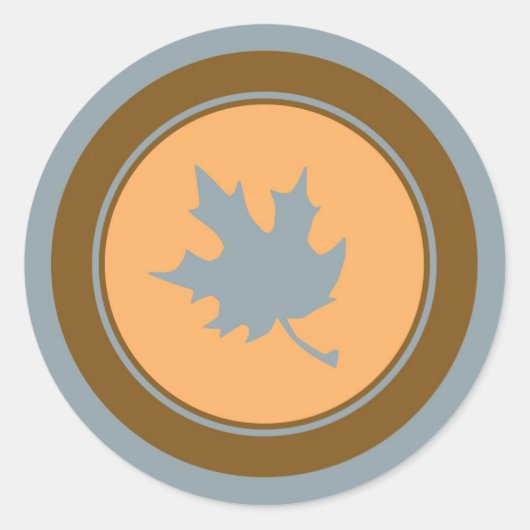 Herfst grijze bruine oranje bladcirkel stickers (Voorkant)