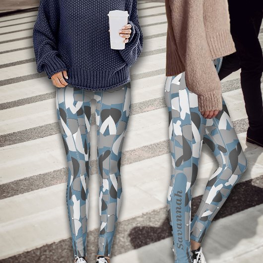 Herfst Grijzen Abstracte Botanicals Personaliseer Leggings