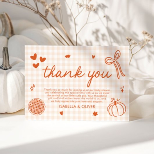 Herfst grillig een beetje schattige taart Baby sho Bedankkaart