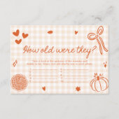Herfst grillig Hoe oud waren ze Baby shower spel Informatiekaartje (Voorkant)