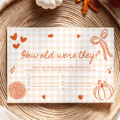 Herfst grillig Hoe oud waren ze Baby shower spel Informatiekaartje