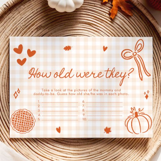 Herfst grillig Hoe oud waren ze Baby shower spel Informatiekaartje