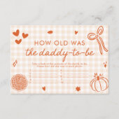 Herfst grillig Hoe oud was papa Baby shower spel Informatiekaartje (Voorkant)