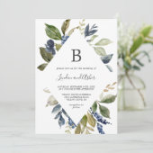 Herfst groen diamant monogram bruiloft kaart (Staand voorkant)