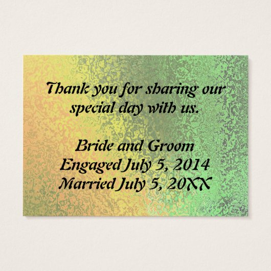 Herfst Groen Geel Bruiloft Gast Dank u Kaart (Achterkant)