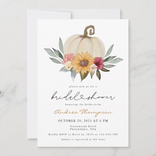 Herfst groen pompoen zonnebloem Vrijgezellenfeest Kaart (Voorkant)