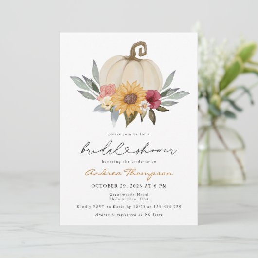 Herfst groen pompoen zonnebloem Vrijgezellenfeest Kaart (Staand voorkant)