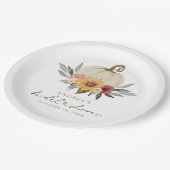 Herfst groen pompoen zonnebloem Vrijgezellenfeest Papieren Bordje (Gekanteld)