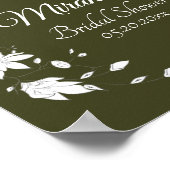Herfst groen & wit bloem bruids douche bord poster (Hoek)