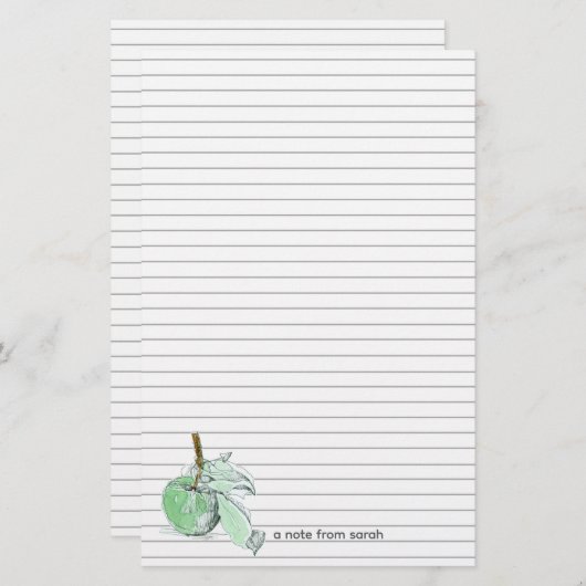 Herfst groene appel herfstbrief schrijven briefpapier (Voorkant / Achterkant)