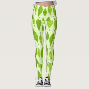 Herfst groene bladeren leggings