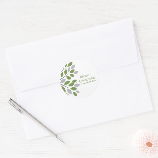 Herfst Groene Boom Bruiloft Sticker (Envelop)