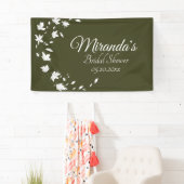 Herfst Groene en Witte Floral Vrijgezellenfeest Ba Spandoek (Insitu)