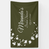 Herfst Groene en Witte Floral Vrijgezellenfeest Ba Spandoek (Verticaal)