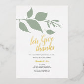 Herfst Groene en Witte vrienden Giving Folie Uitnodiging (Voorkant)