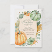 Herfst Groene pompoen baby shower uitnodiging (Voorkant)