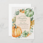 Herfst Groene pompoen baby shower uitnodiging (Voorkant / Achterkant)