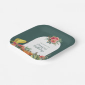 Herfst Groene Pompoenen Roze Bloemen Verjaardagsfe Papieren Bordje (Gebogen)