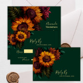 Herfst Groene Zonnebloem Rustieke Fall Wedding RSVP Kaartje