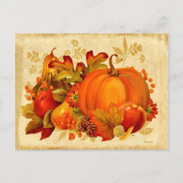 Herfst groenten, fruit en bloemen, stilleven briefkaart
