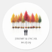 Herfst Grooms Ronde Sticker (Voorkant)