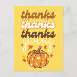 Herfst Groovy pompoen verlaat vakantie Thanksgivin Briefkaart