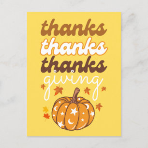 Herfst Groovy pompoen verlaat vakantie Thanksgivin Briefkaart
